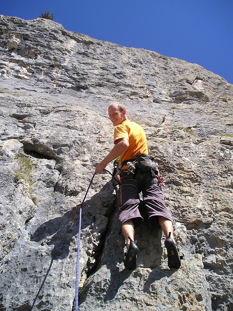 sport climbing, climb, climber, rock, rope, backup, leisure time, sports, rope up, mountain sports, climbing rope, steep
